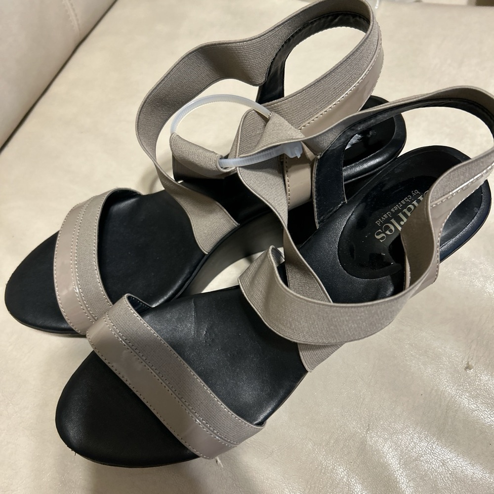 Charles David Black and Tan Women's Sandals